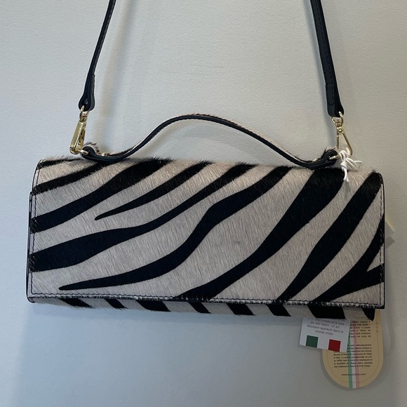 Viola Castellani Zebra hair on hide convertible clutch/crossbody bag. NWT